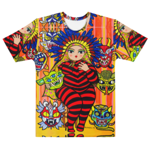 Camiseta de algodón de cuello redondo para hombre - Mami Diablica con Máscaras