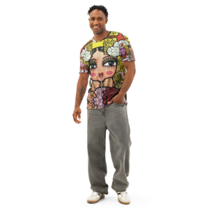 Camiseta de algodón de cuello redondo para hombre - Mami Niña Comiendo Raspa'o