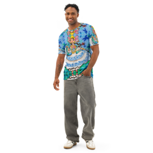 Camiseta de algodón de cuello redondo para hombre - Mami Morfo Azul