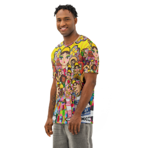 Camiseta de algodón de cuello redondo para hombre - Mami con Muñecos