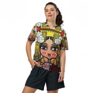 Camiseta deportiva all over unisex - Mami Niña Comiendo Raspa'o