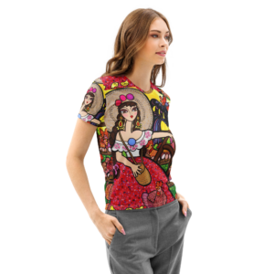 Camiseta de algodón cuello redondo para mujer - La Mami del Gallo Vicente